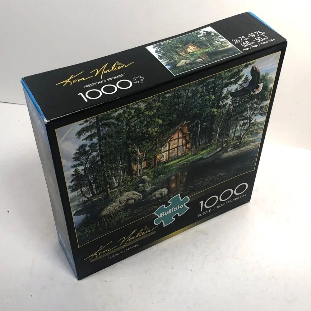 Buffalo Games Kim Norlien Freedoms Promise 1000 Piece Puzzle New 91130 Log Cabin